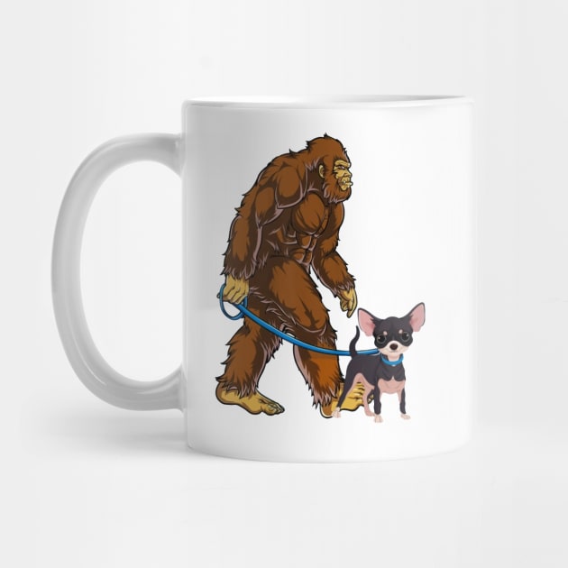 Funny Bigfoot Sasquatch Walking Chihuahua by JameMalbie